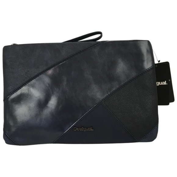 Desigual Woman Pouch Black/ Navy Blue Color Elegant Casual gi4 - Picture 2 of 6